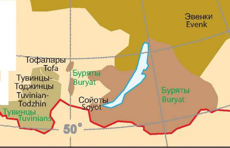 Карта народов окрестностей Байкала