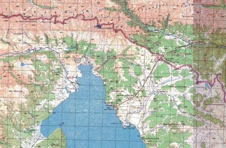 Карта-километровка севера Хубсугула, Монды и Мунку-Сардыка