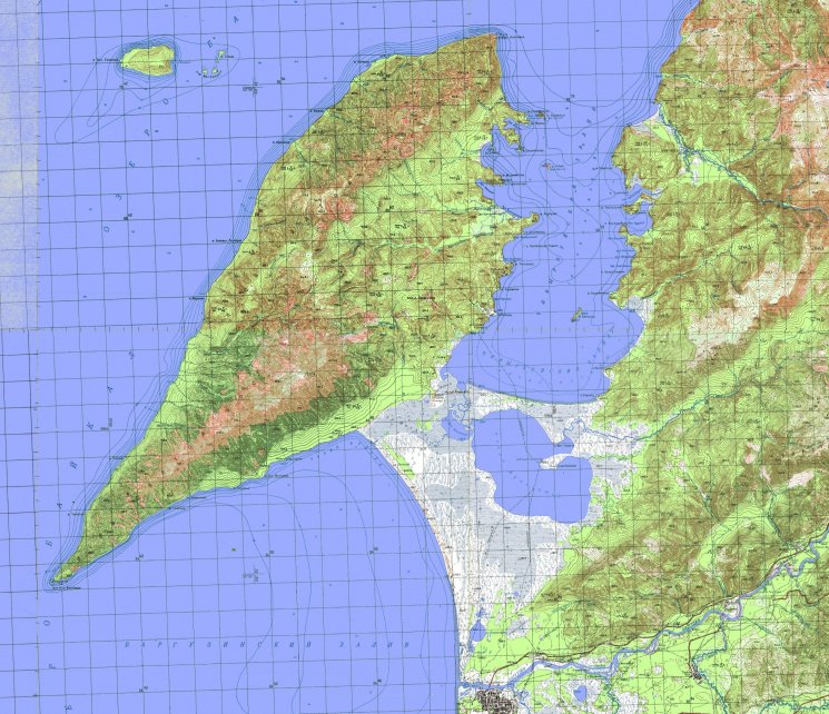 Карта-километровка Святого носа и Ушканьих островов